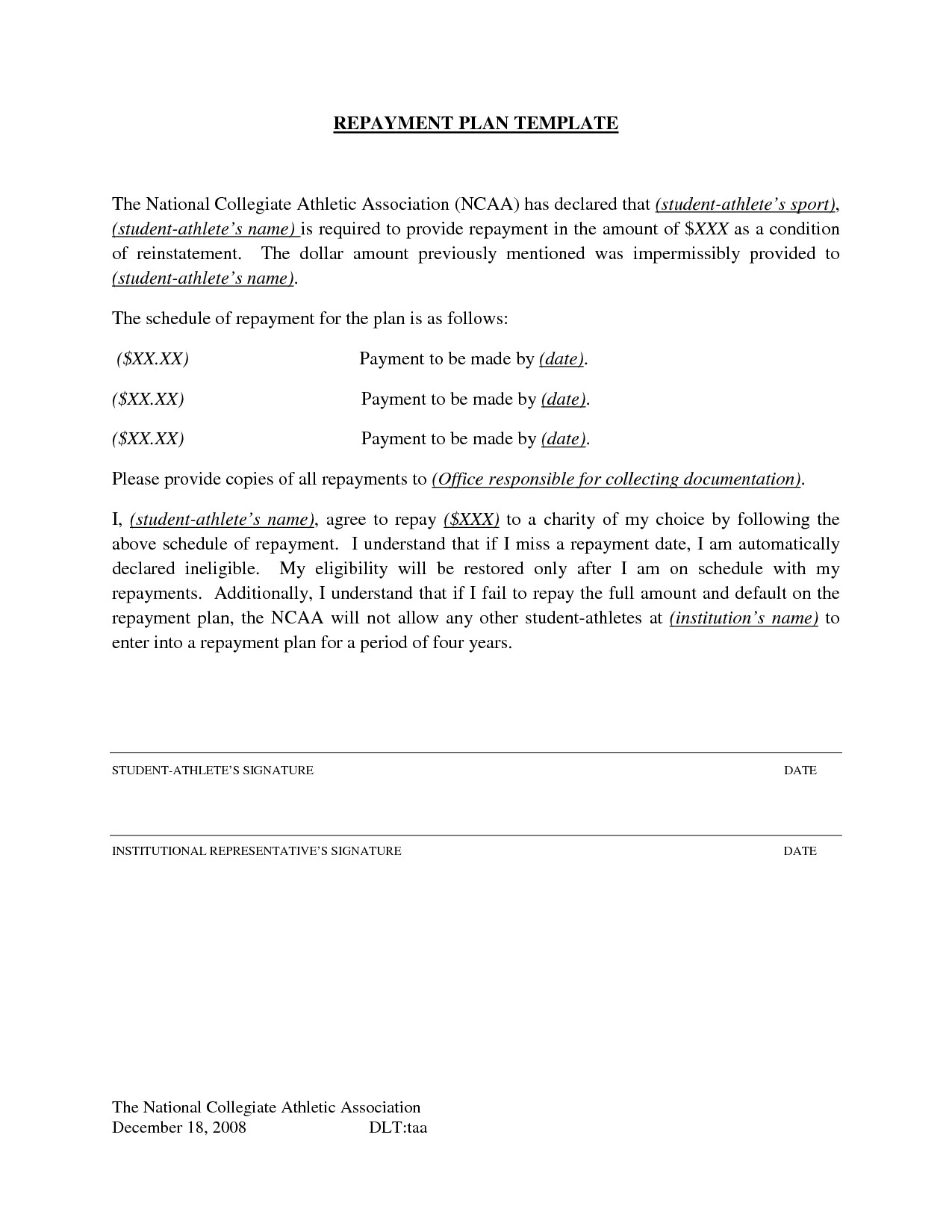 formal loan arrangement