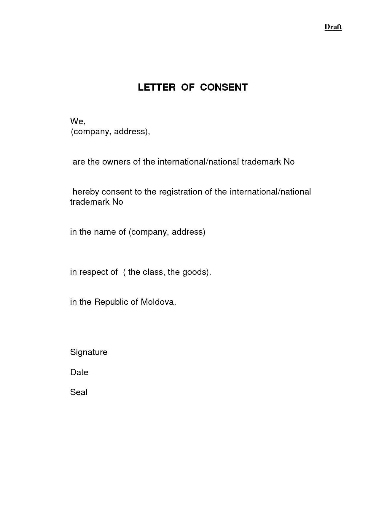 Letter Of Consent Template Word