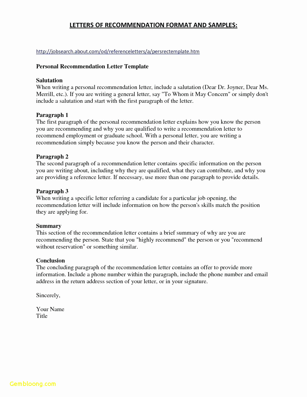 Personal Letter Template - Personal Re Mendation Letter for Employment Lovely References for