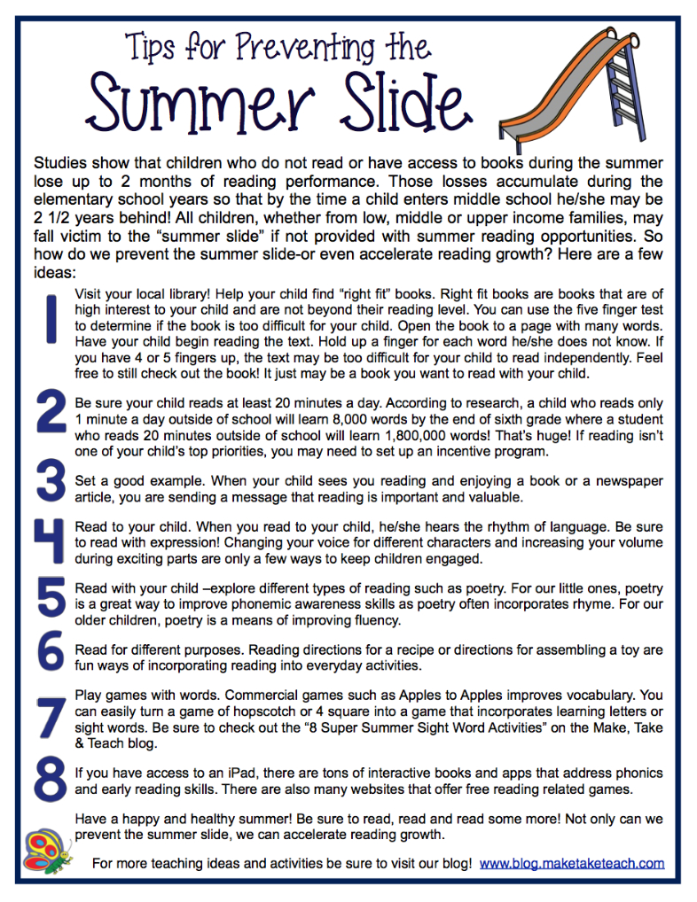 Summer Camp Letter to Parents Template - Preventing the Summer Slide Pinterest