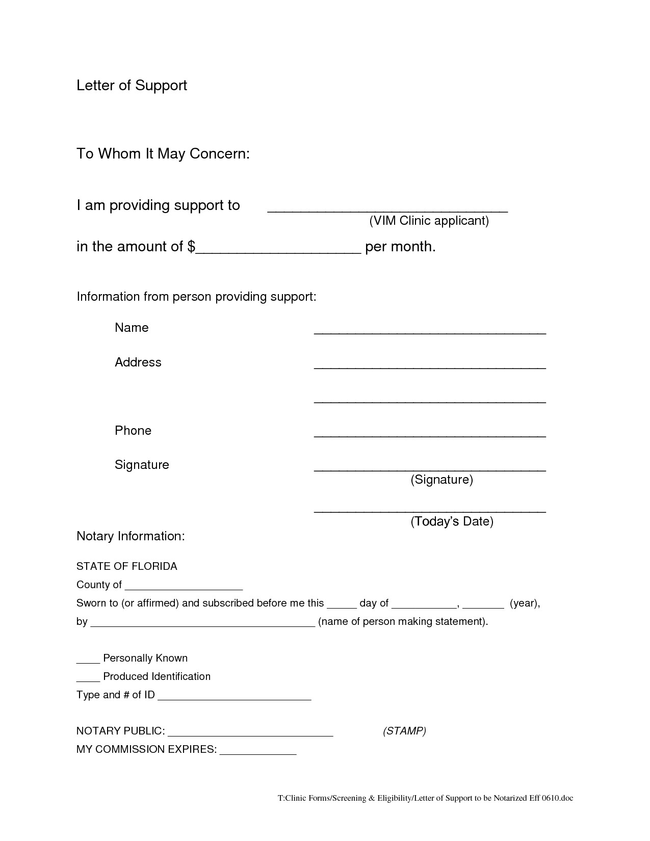 notarized letter template for residency