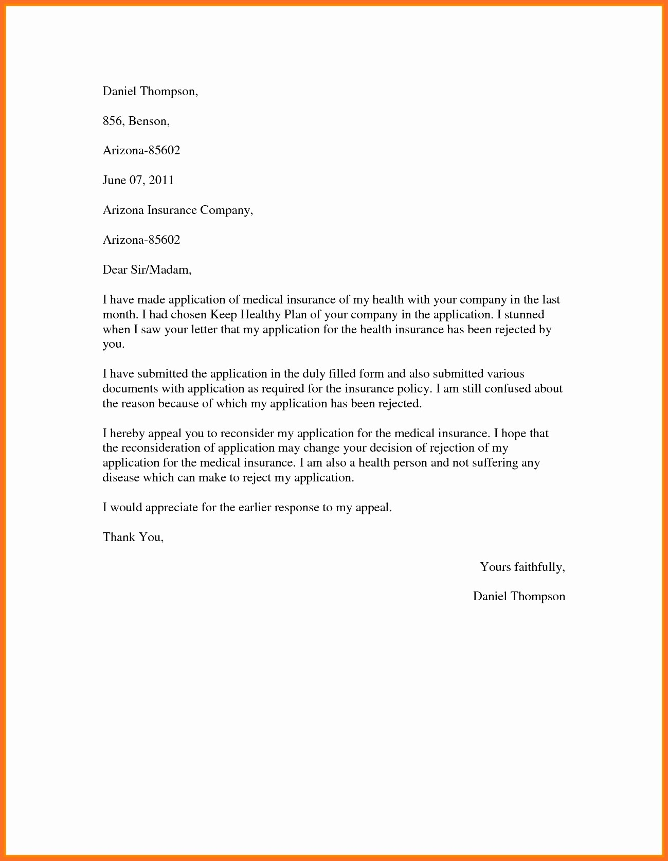 Proof Of Health Insurance Letter Template - Professional Appeal Letter format New Sample Proof Health Insurance