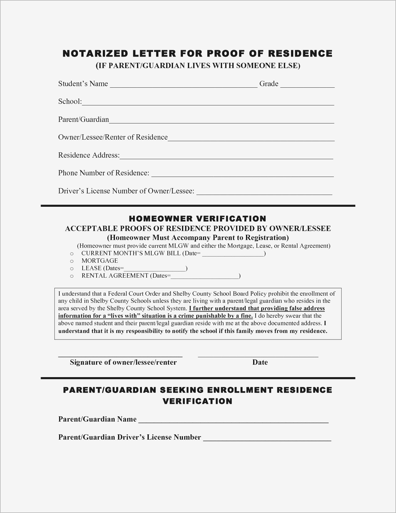 Proof Of Residency Letter Notarized Template - Proof Residency Letter Template Word Awesome Printable Notarized