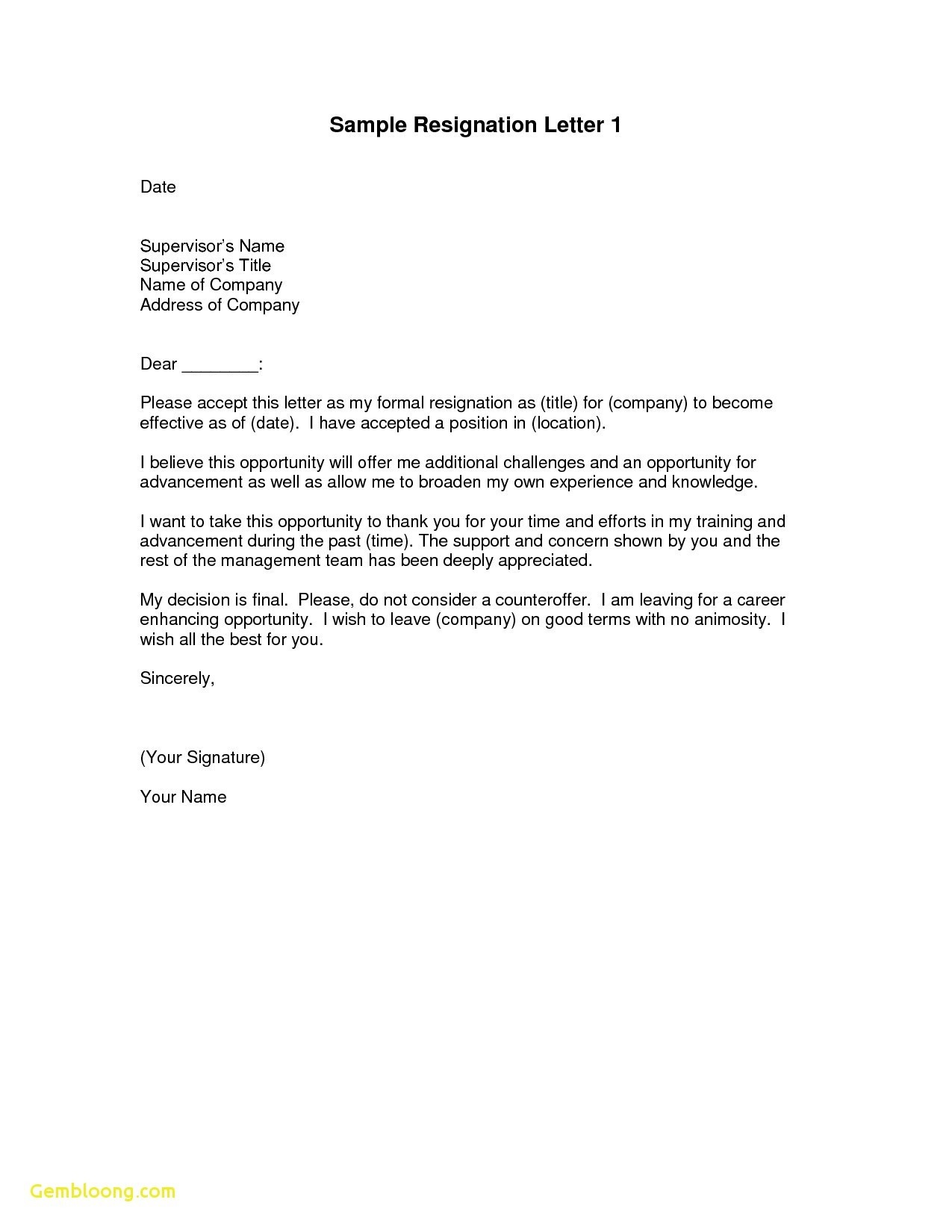 Official Letter Of Resignation Template Collection Letter Template