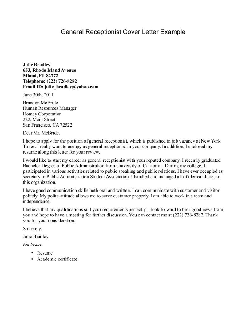 receptionist cover letter template example-Receptionist Cover Letter Example o receptionist cover letter example 12-t