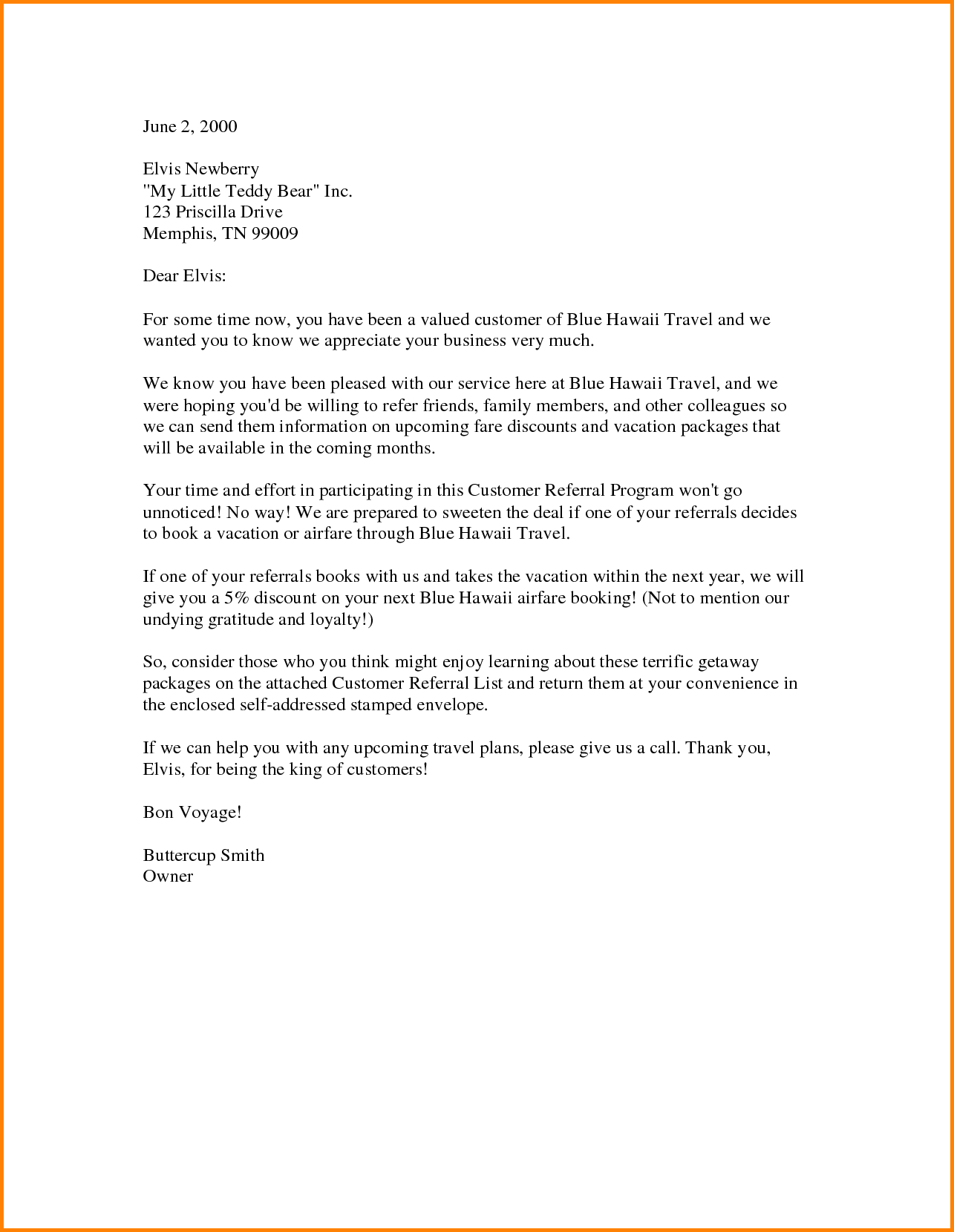 Customer Reference Letter Template - Referral Letter Template Acurnamedia