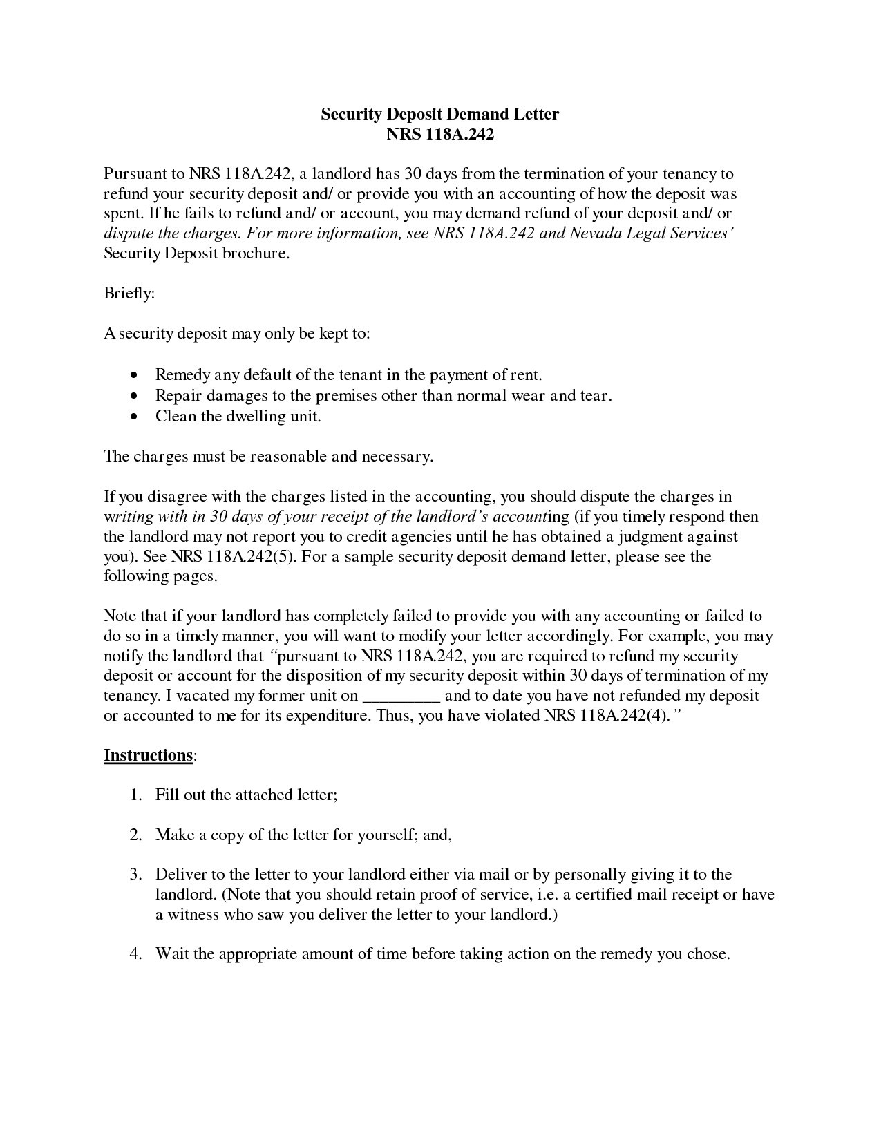 Security Deposit Demand Letter Template Florida Collection Letter