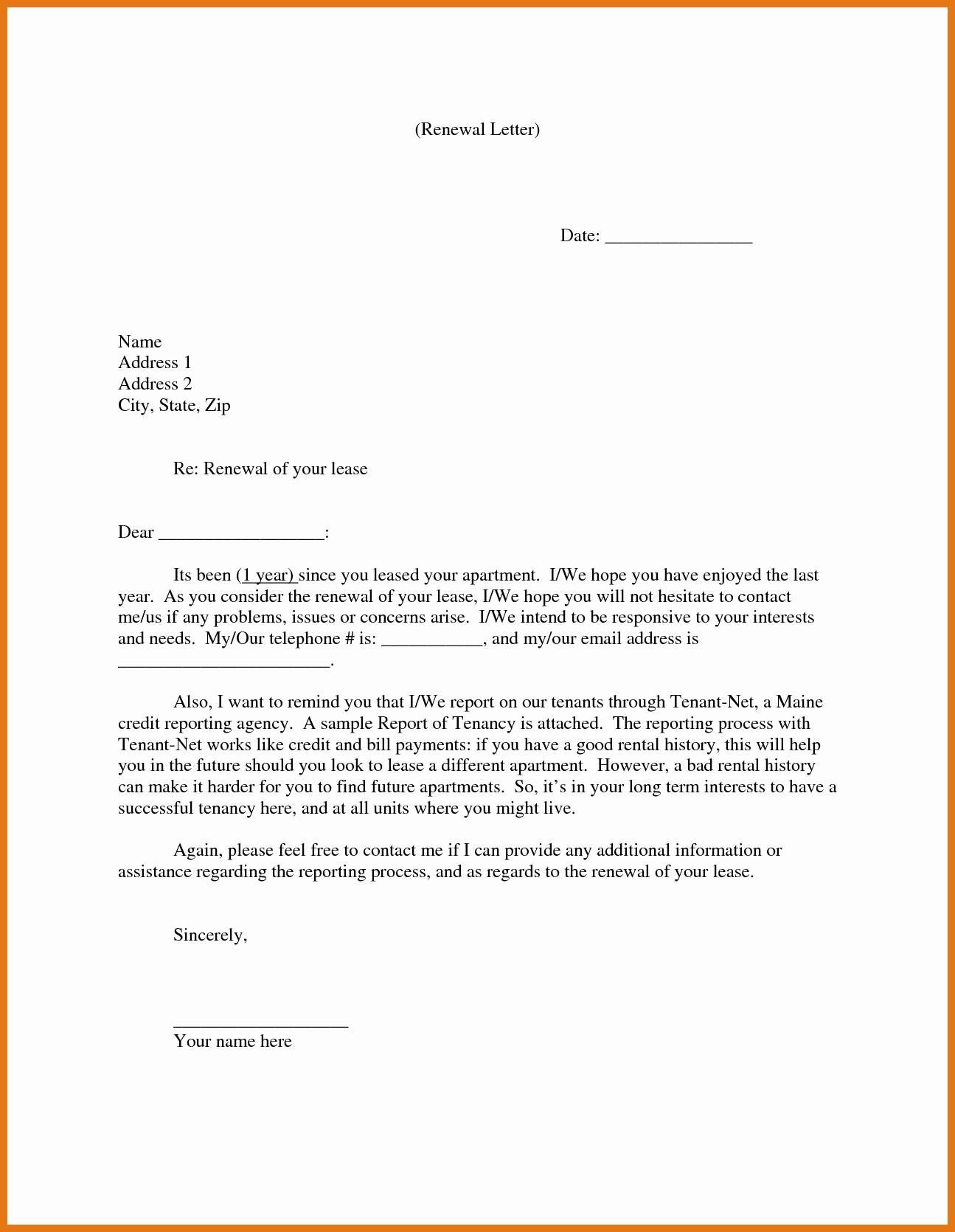 Lease Renewal Letter Template Examples Letter Template Collection