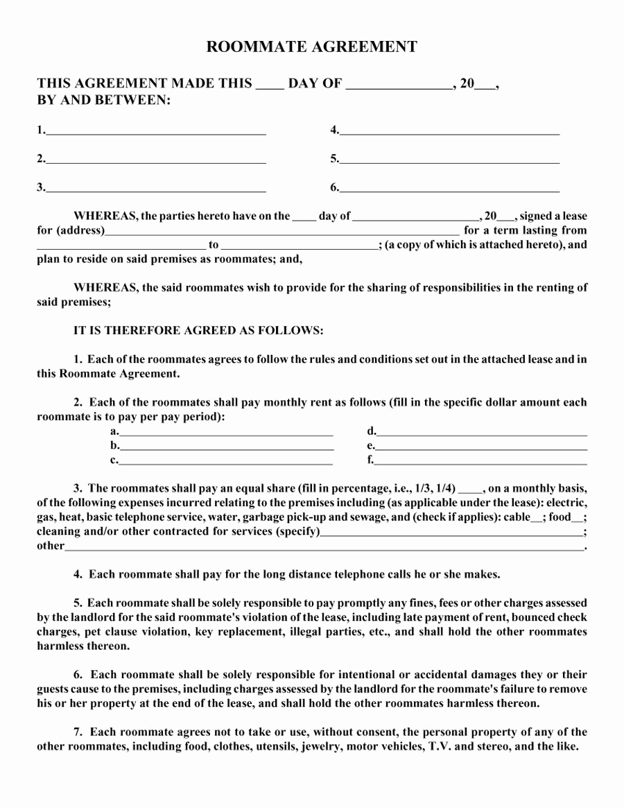 Roommate Eviction Letter Template - Rent Back Agreement form Inspirational Printable Sample Roommate