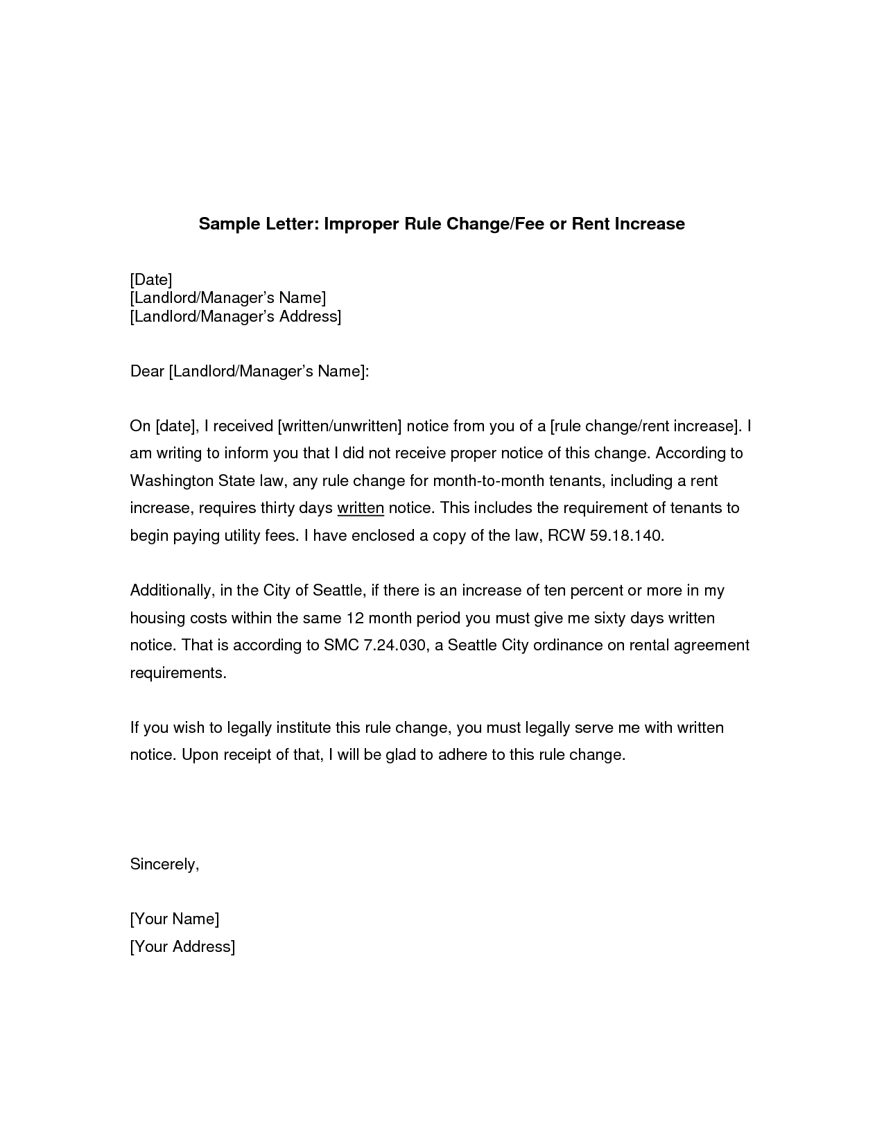 Lease Extension Letter Template - Rent Increase Sample Letter Legal Documents