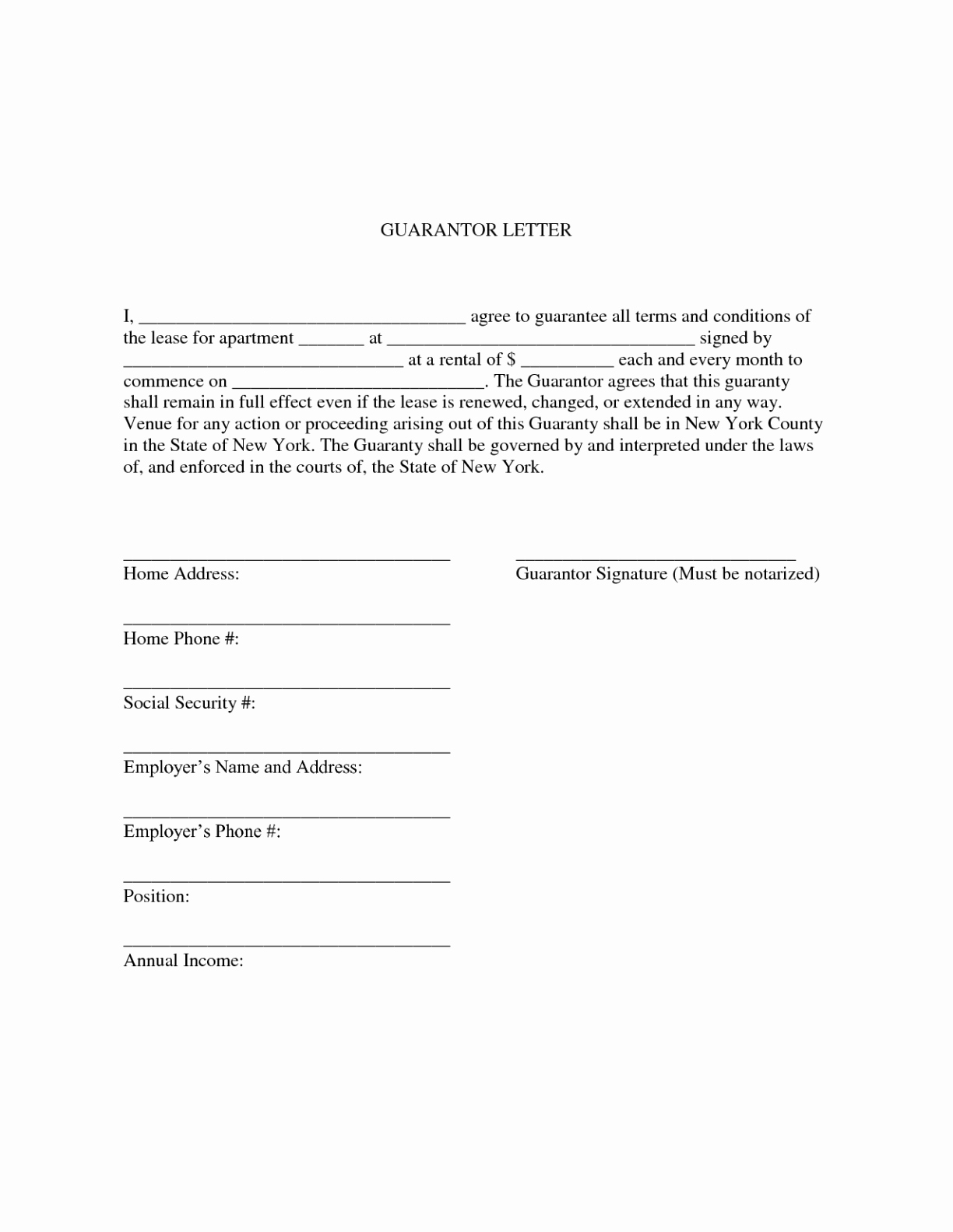 Tenant Guarantor Letter Template - Rental Agreement Verification Letter Luxury Guarantor Agreement form