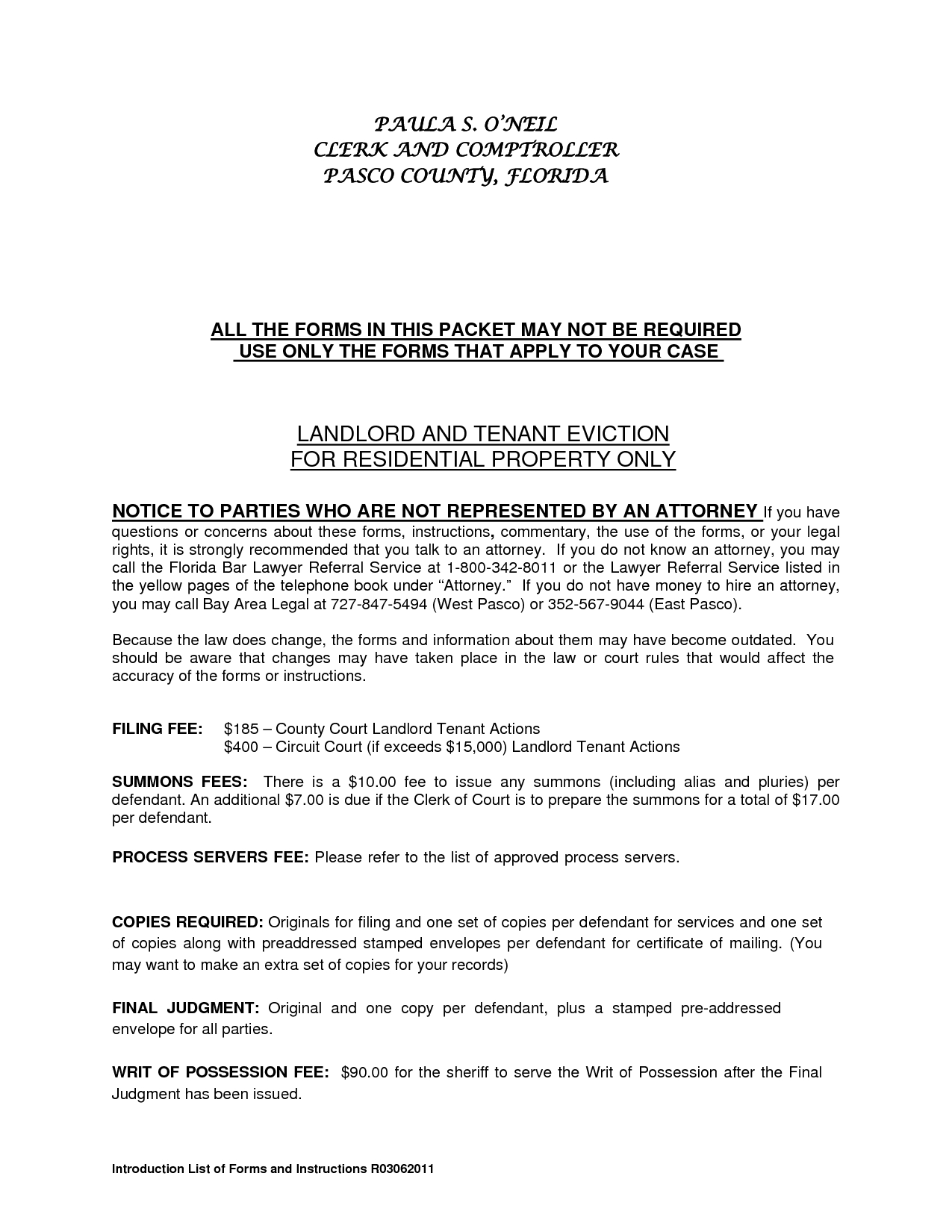 Eviction Letter Template - Residential Landlord Tenant Eviction Notice form by Ere