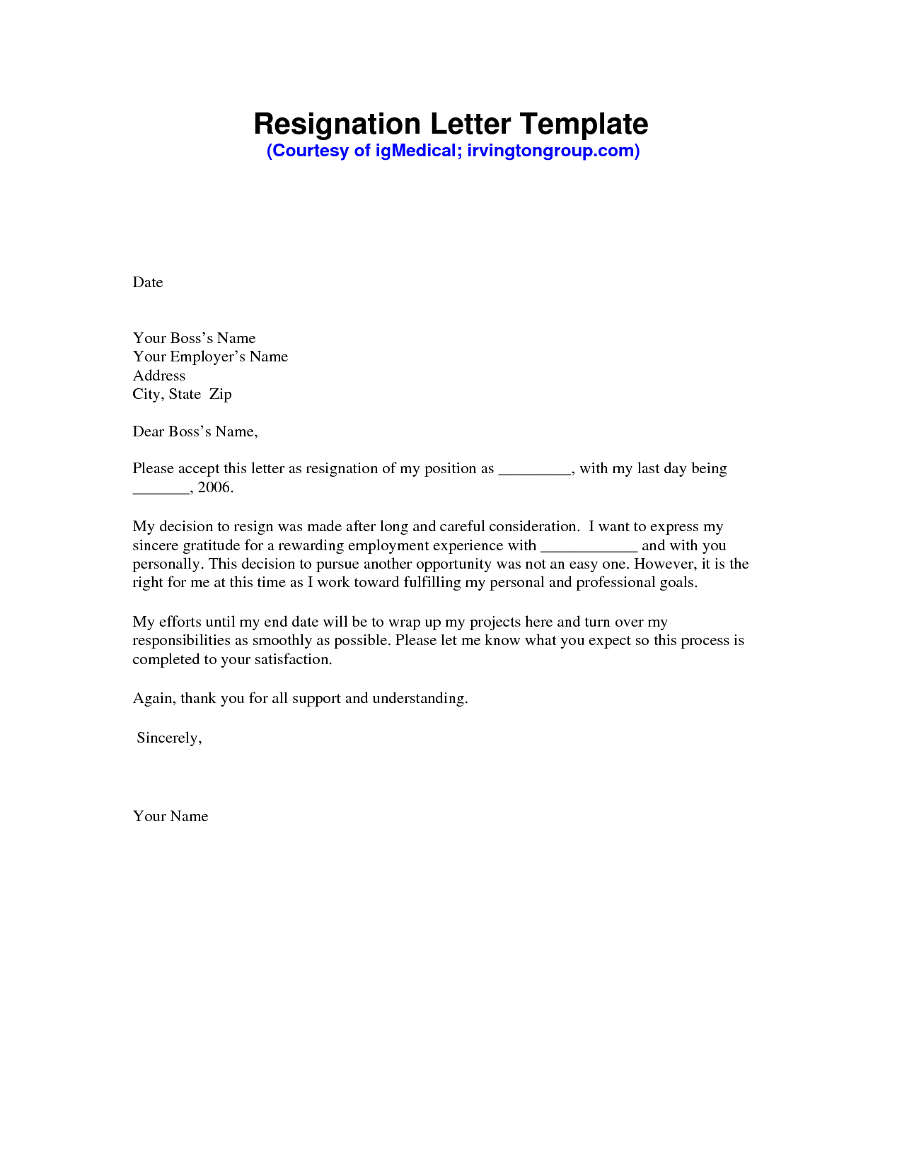 Standard Resignation Letter Template Word - Resignation Letter Sample Pdf Resignation Letter