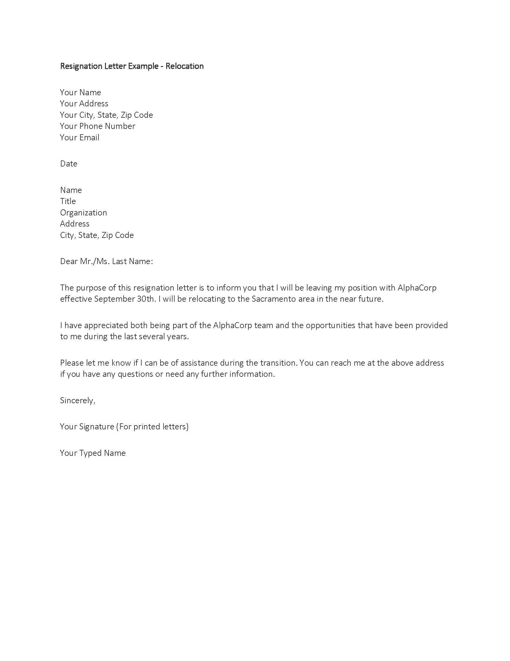 Letter Of Resignation Teacher Template - Resignation Letter Samplel 19rl03 Move Pinterest