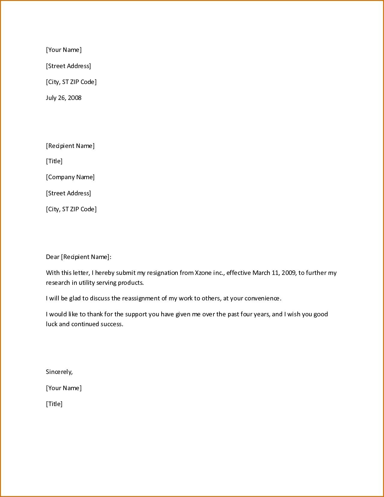 Microsoft Word Resignation Letter Template - Resignation Letter Template Microsoft Word Sarahepps