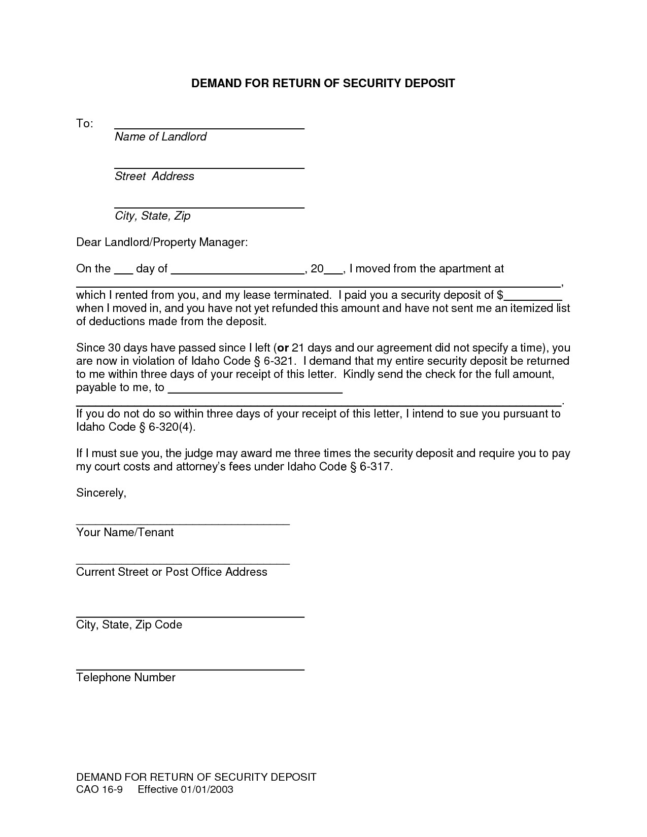 Security Deposit Demand Letter Template Florida - Return Security Deposit Letter Demand Landlord Impression so