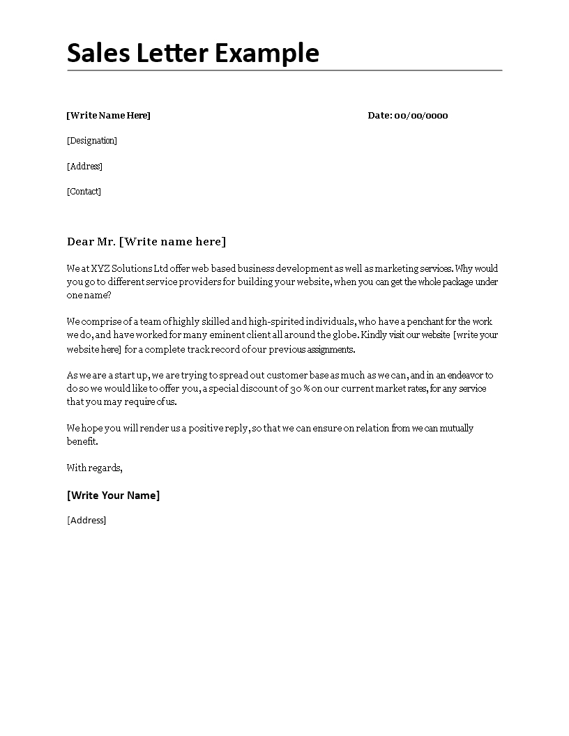 sales letter template promoting a service example-Sales Letter Example Sales Letter Examplecx Easy to and 14-d