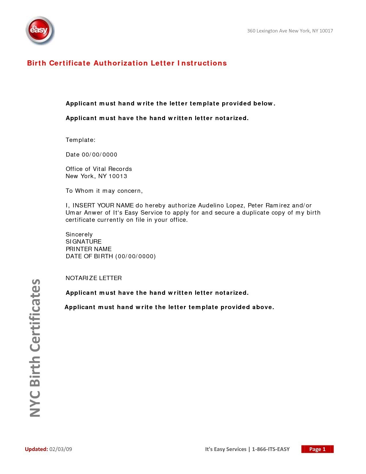 Birth Certificate Authorization Letter Sample 