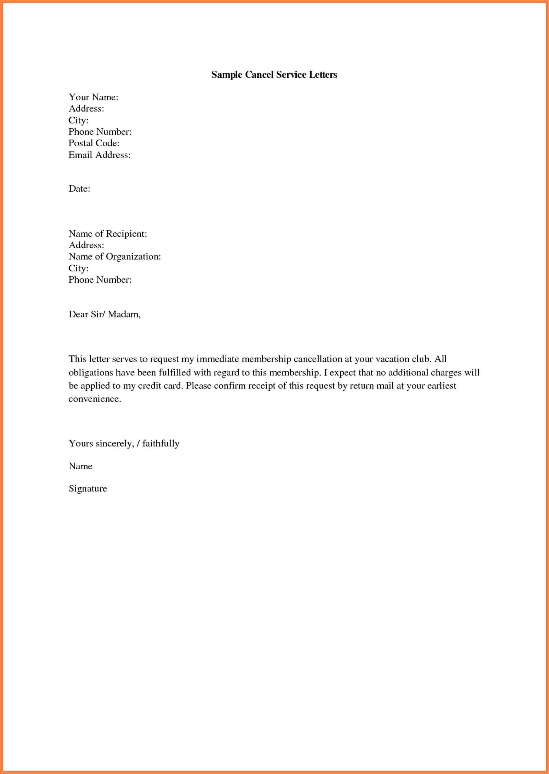Gym Membership Cancellation Letter Template Free - Sample Cancellation Services Letter Template Best Amazing Gym