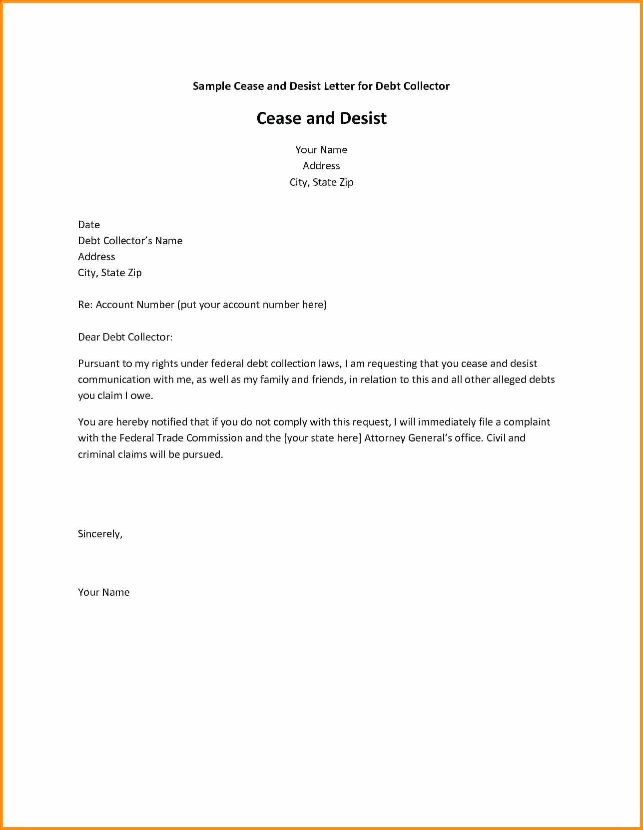 Cease and Desist Letter Template - Sample Cease and Desist Letter to former Employee Awesome Cease and