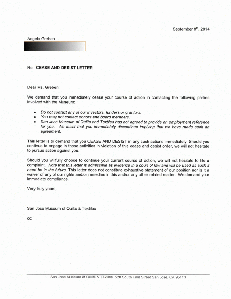 Cease And Desist Letter California Template Samples Letter Template 