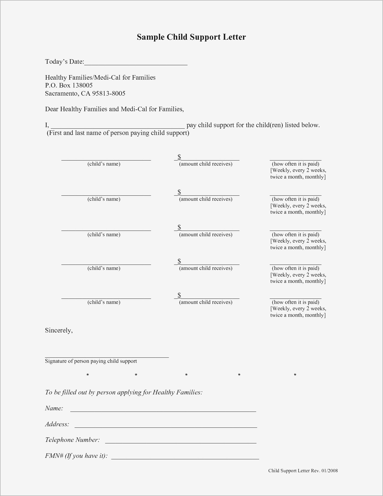 Child Maintenance Agreement Letter Template Collection Letter 