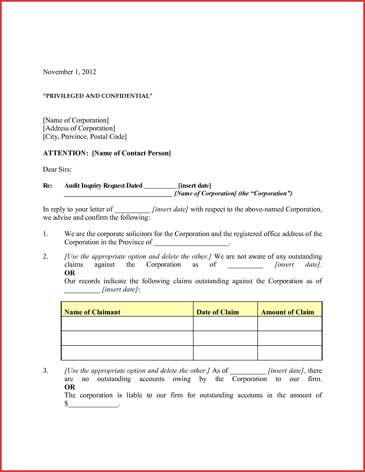 Audit Confirmation Letter Template Samples Letter Template Collection