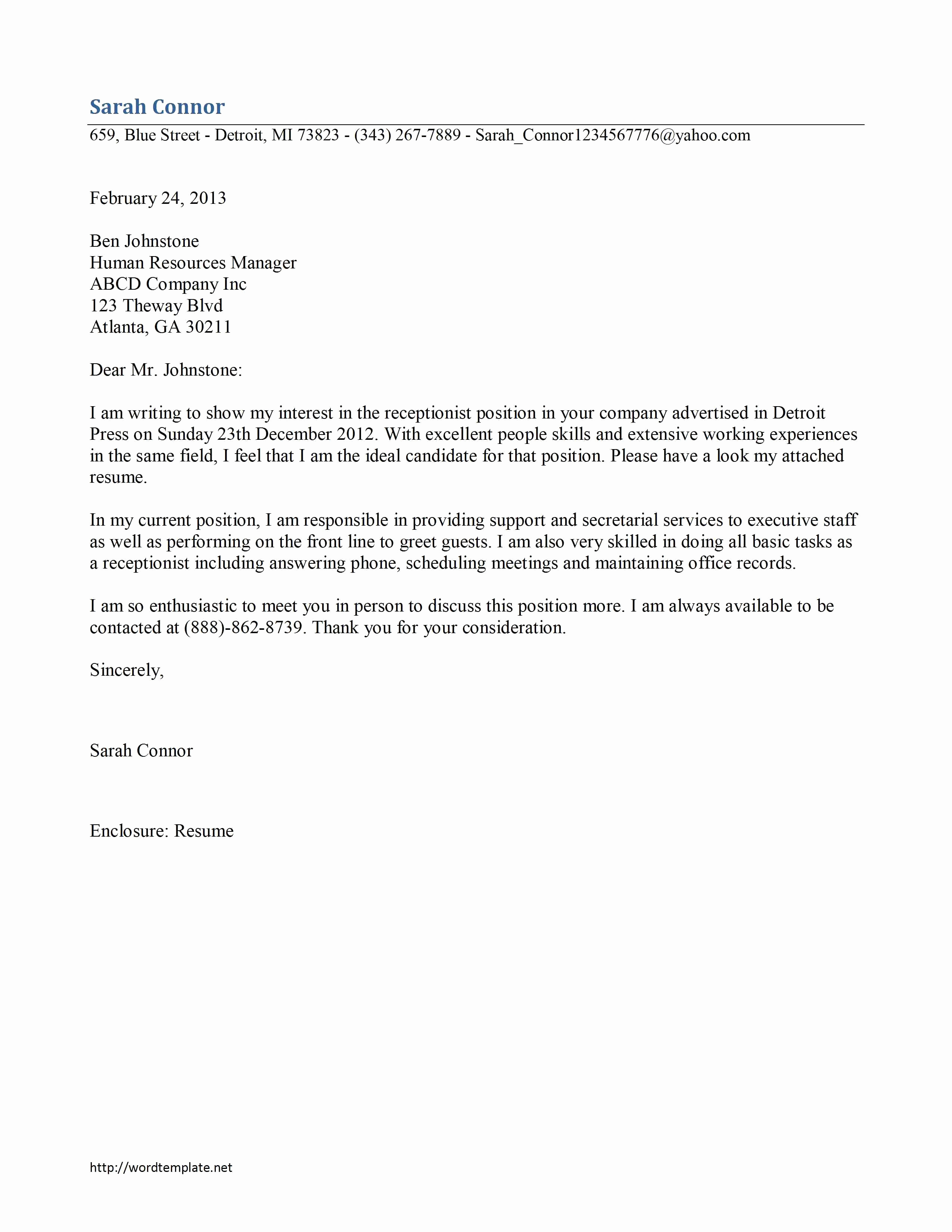 Clerical Cover Letter Template Samples | Letter Template ...