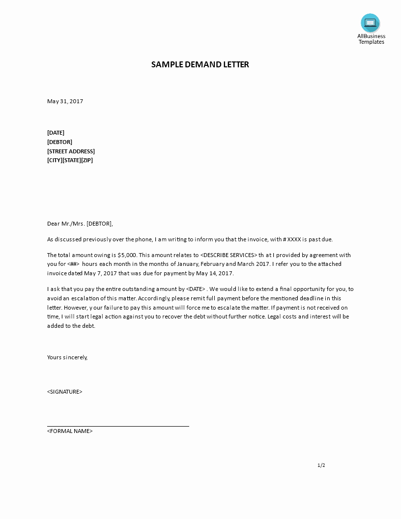 Personal Loan Letter Template - Sample Demand Letter for Unpaid Rent New Letter Od Demand