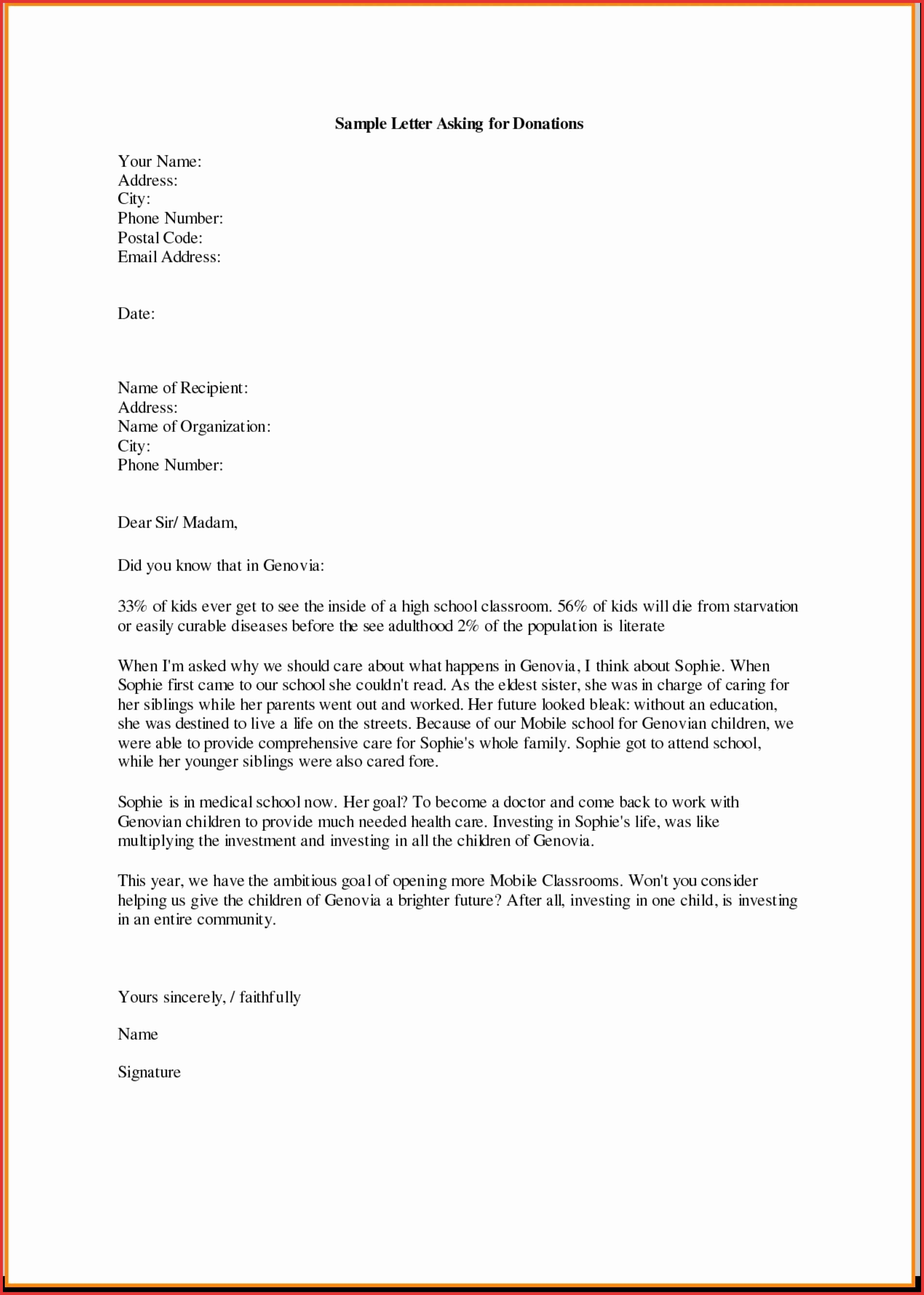 Donation Letter Template Pdf - Sample Donation Request Letter for School Best Business Donation