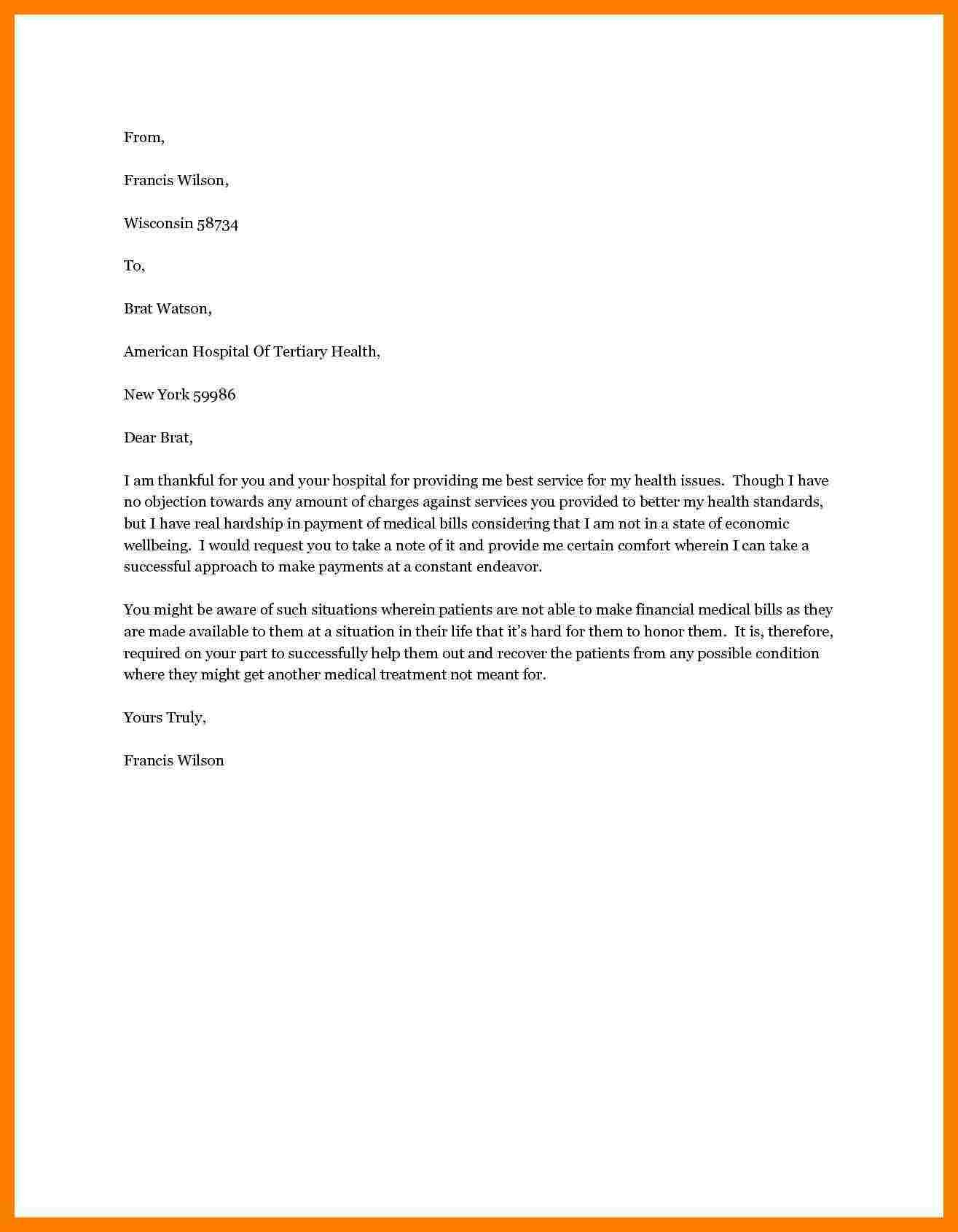 Medical Hardship Letter Sample 7408