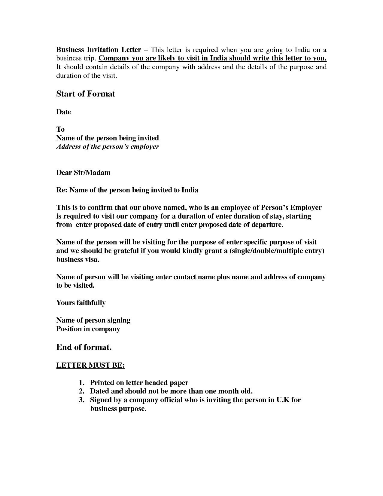  Invitation Letter Visa Netherlands Sample - Visa Letter 