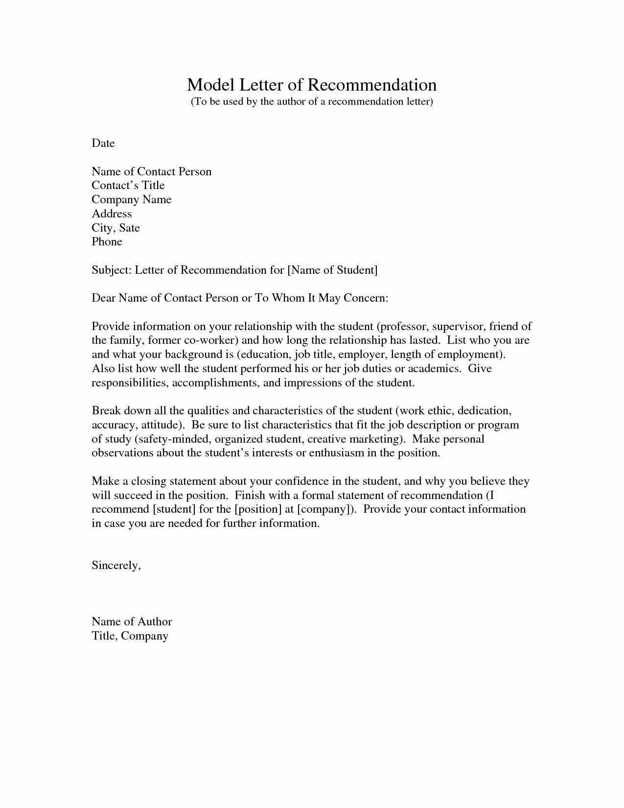 Letter Of Recommendation Template For Coworker Examples Letter