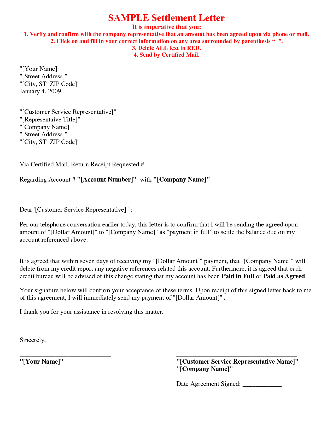 Full And Final Settlement Letter Template Car Accident Examples 4275