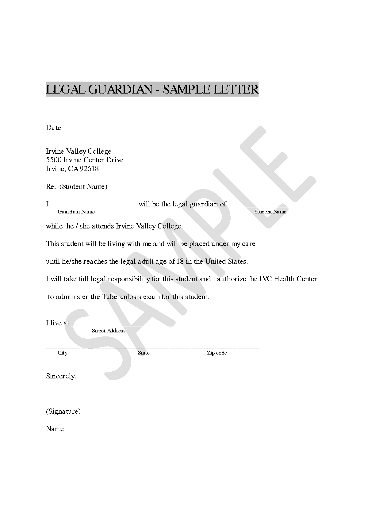 Legal Guardianship Letter Template Samples Letter Template Collection