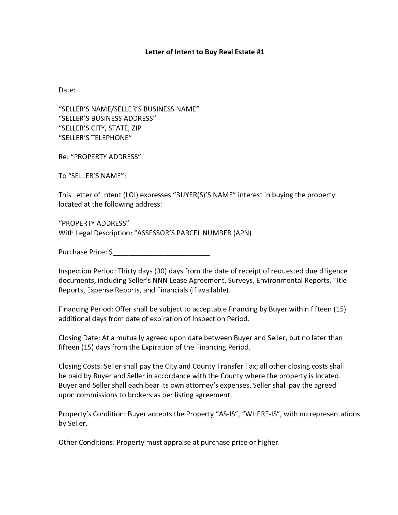 letter of intent to purchase land template example-Sample Letter Intent Purchase Real Estate New Property fer Template Uk Graphics plete Simple 1-c