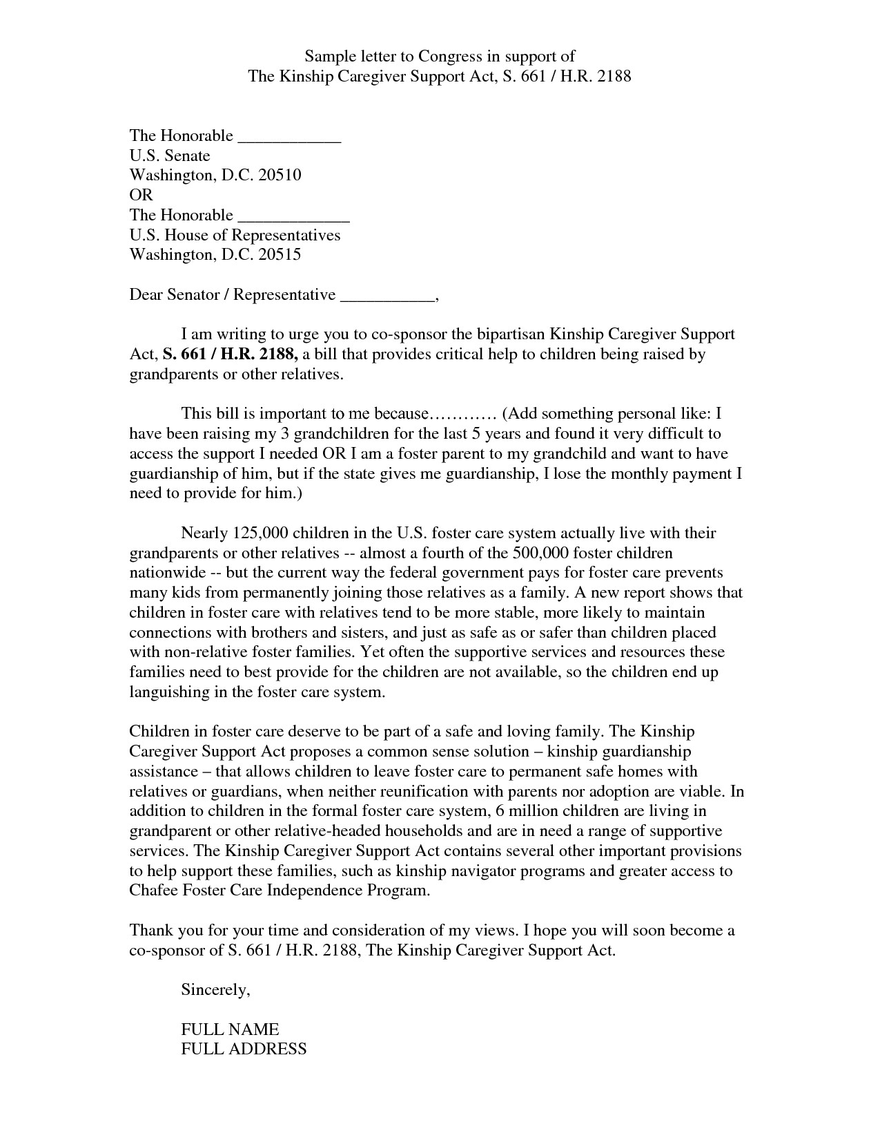 Letter To Congressman Template Samples - Letter Template Collection