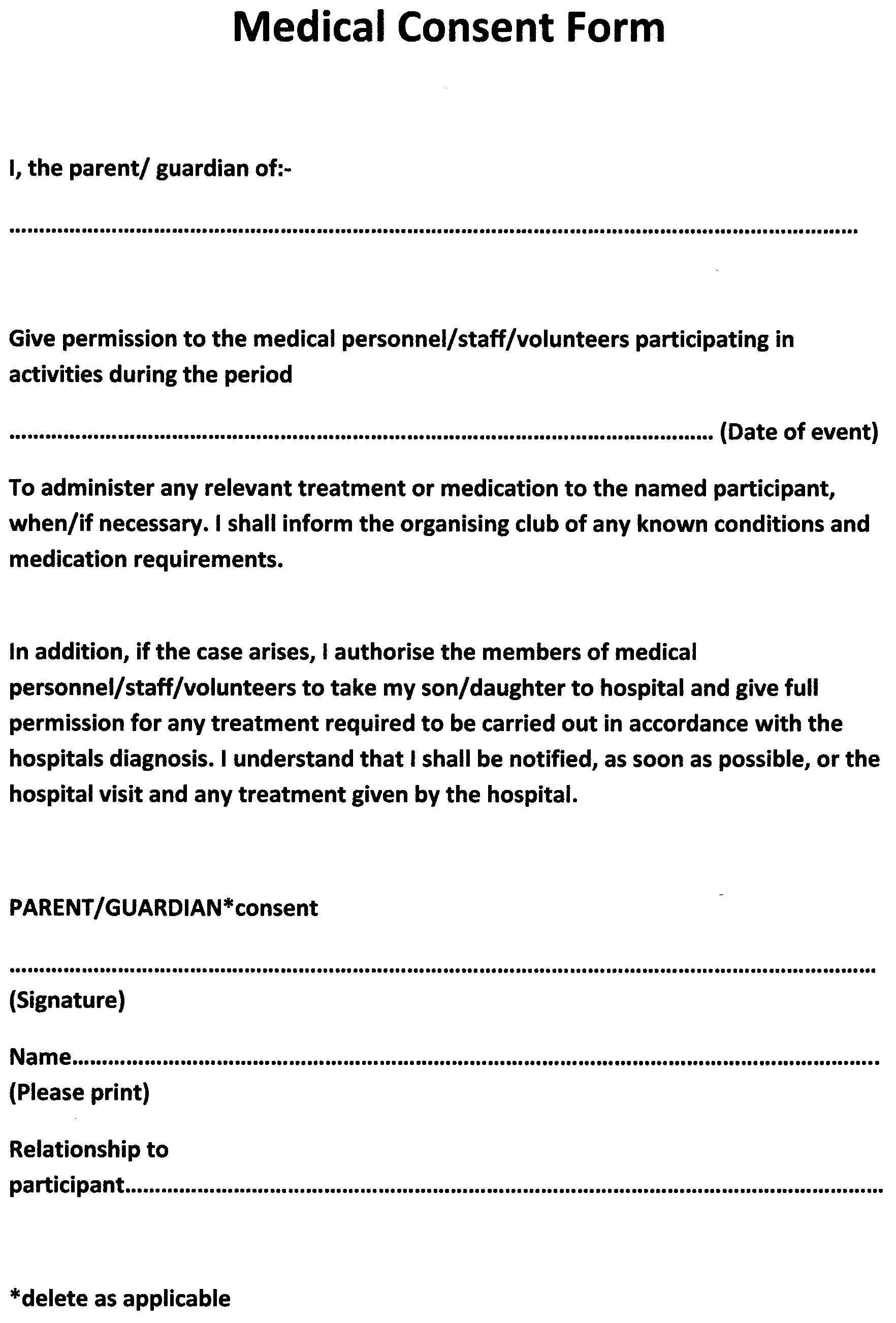 Medical Consent Letter Template - Sample Medical Consent form Sarahepps