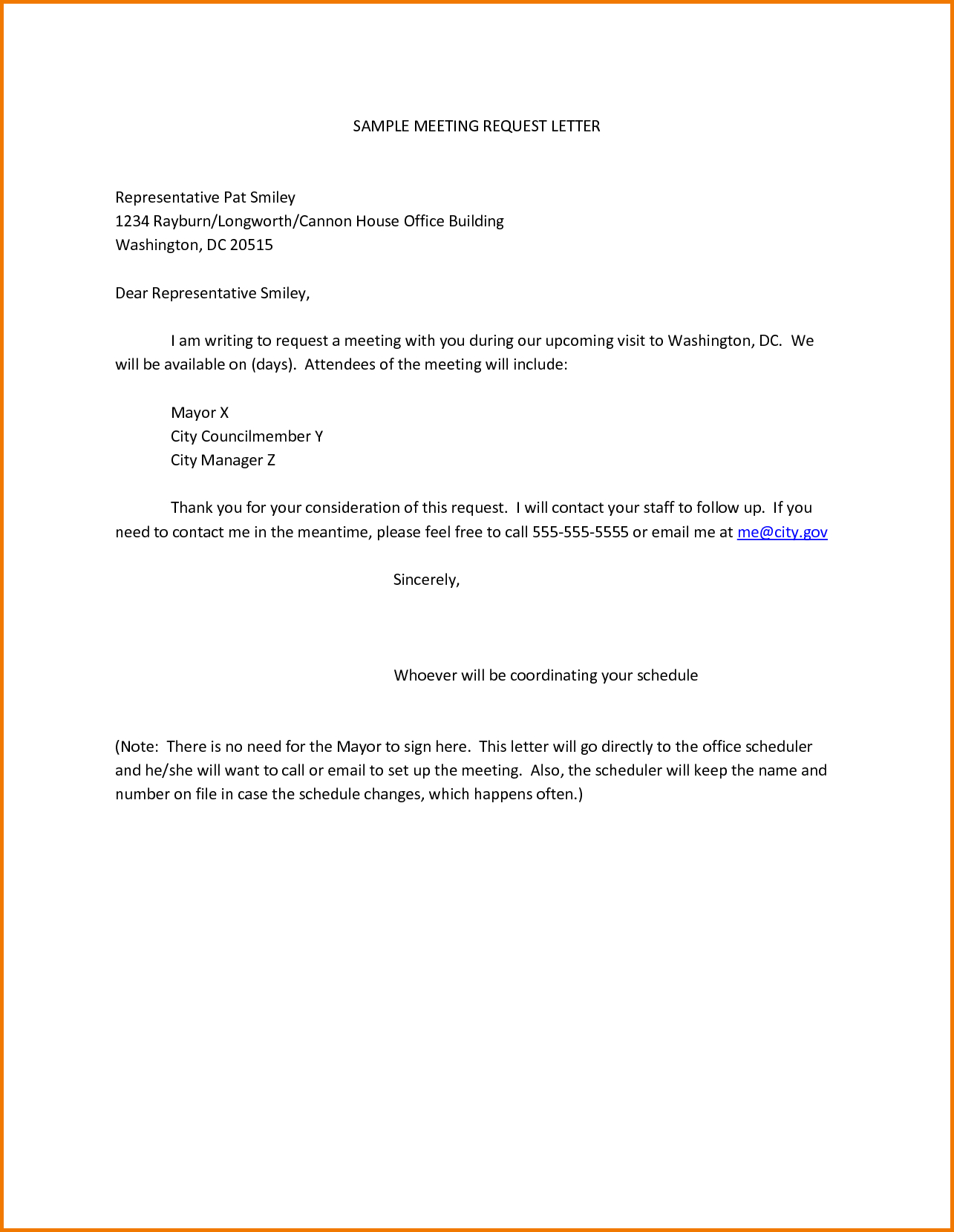 Formal Demand Letter Template - Sample Meeting Request Letter Representative Pat Smiley Rayburn