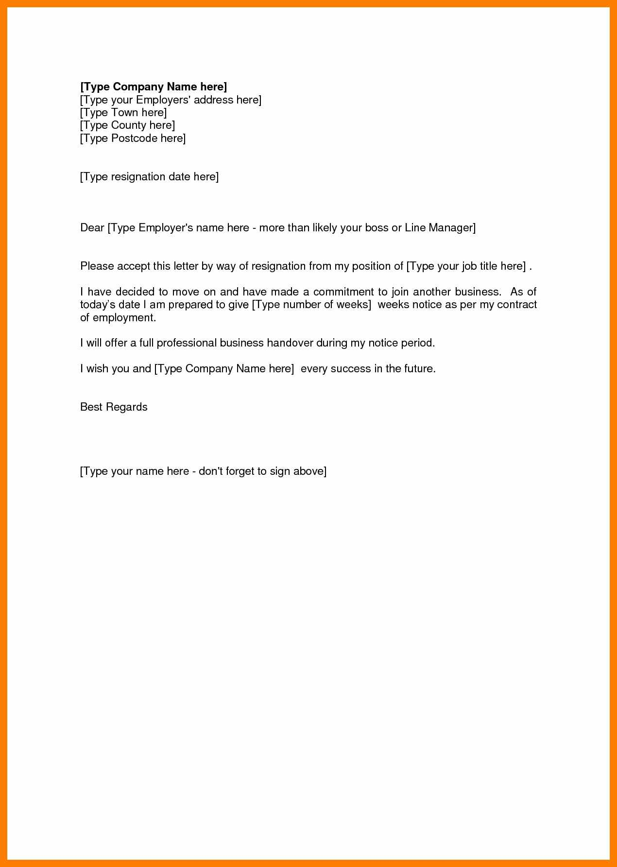 Resignation Letter Template Doc - Sample Notice Resignation Good Resume format Professional Letter