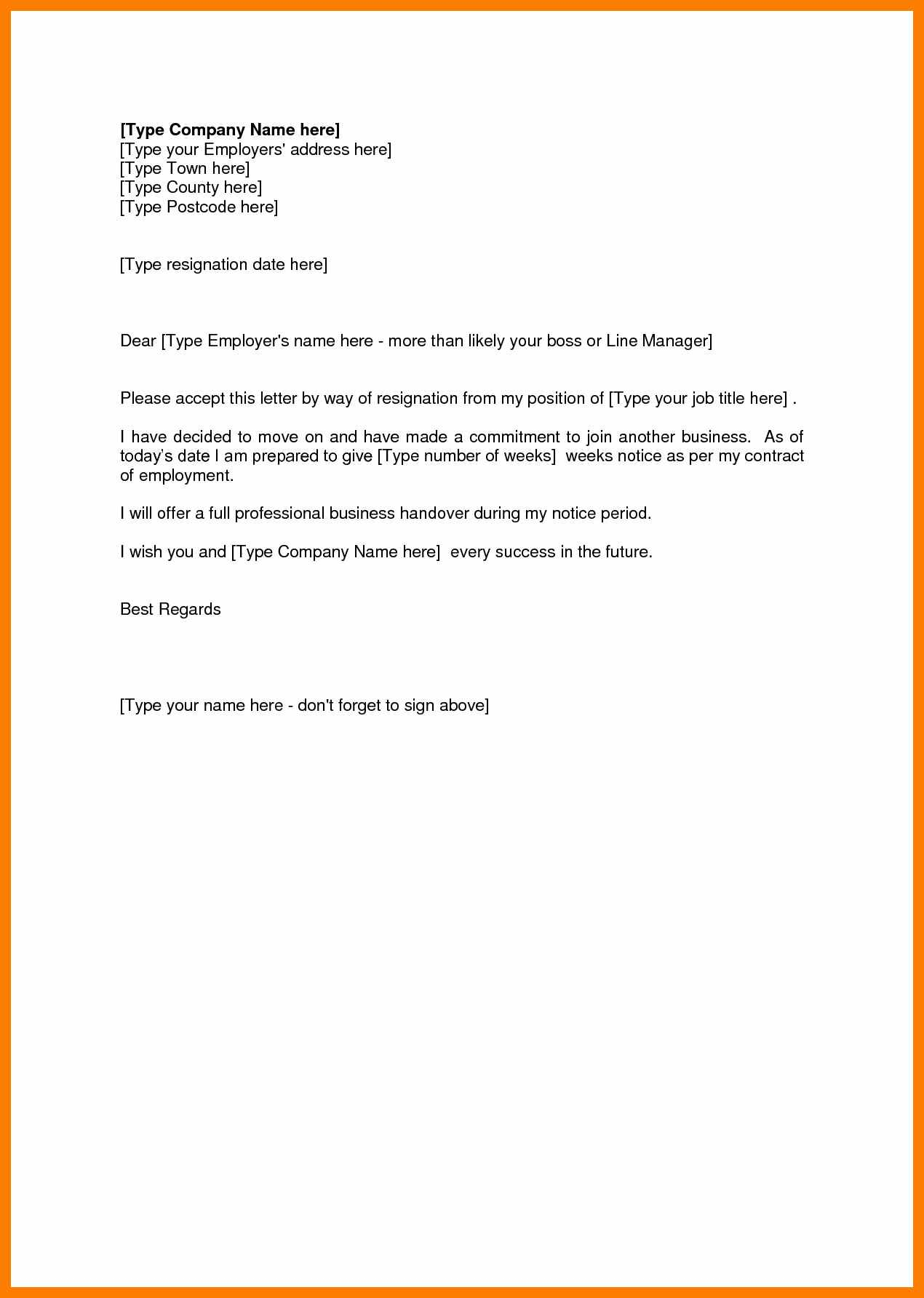 Sample Resignation Letter Template - Sample Notice Resignation Good Resume format Professional Letter