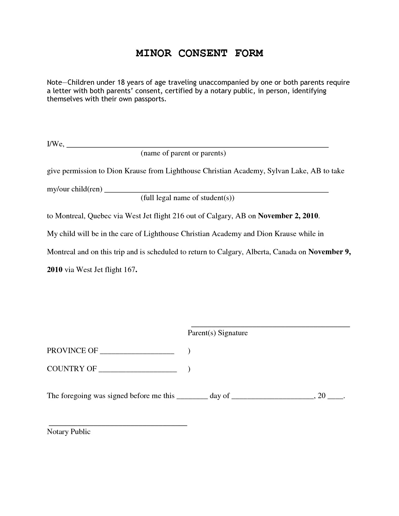 Notarized Travel Consent Letter Template Samples Letter Template Gambaran