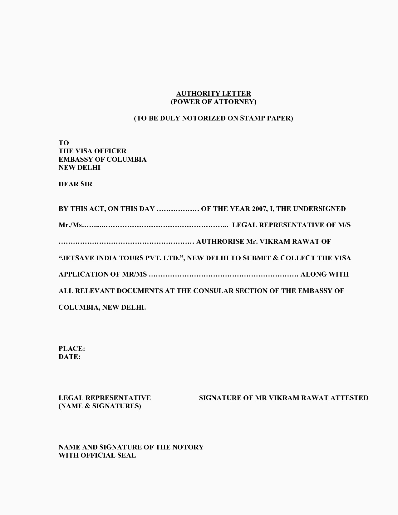 Sample Of Poa Resignation Letter