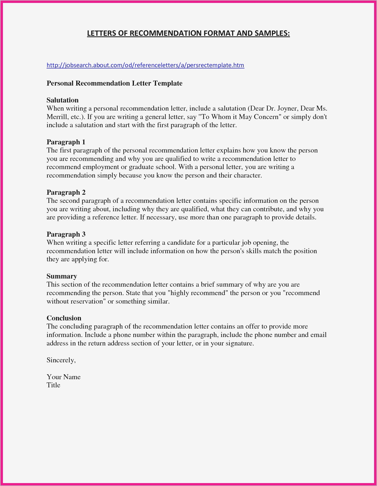 Personal Recommendation Letter Template - Sample Re Mendation Letter for Job Refrence Personal Reference