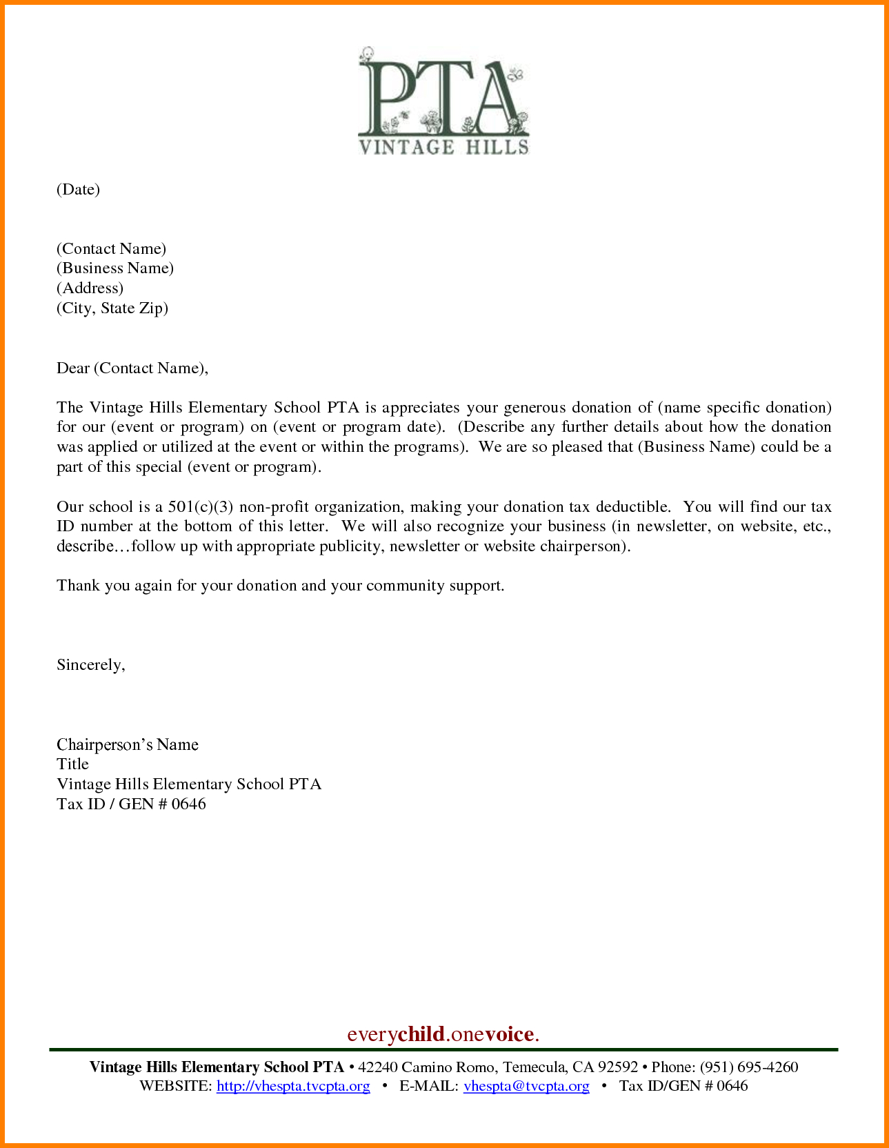 Pta Fundraising Letter Template Samples Letter Template Collection