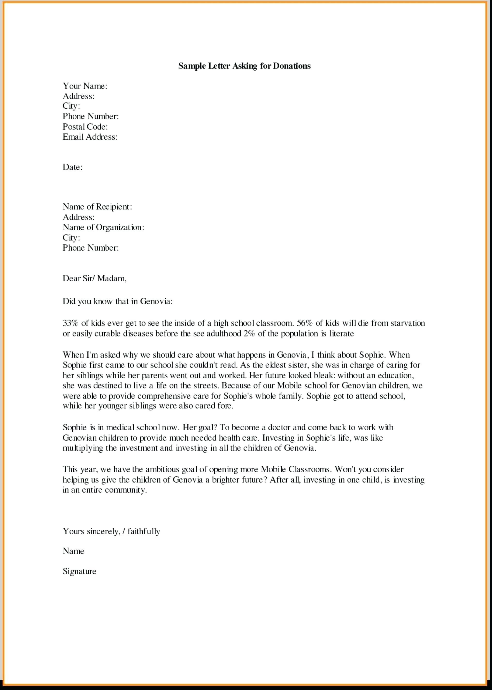 Fundraising Request for Donation Letter Template - Samples Letters Request Donation Best Samples Letters Request