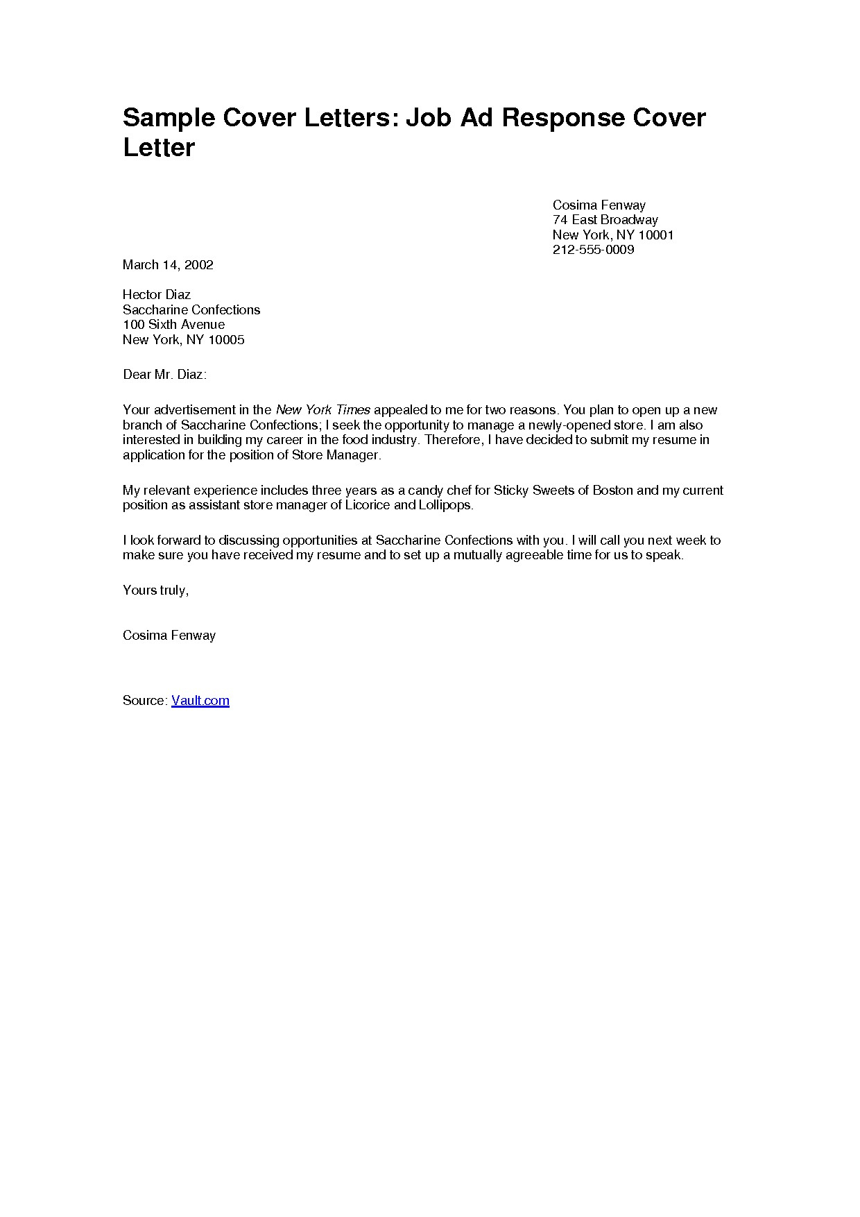 Job Application Letter Template - Samples Of Job Cover Letters Acurnamedia