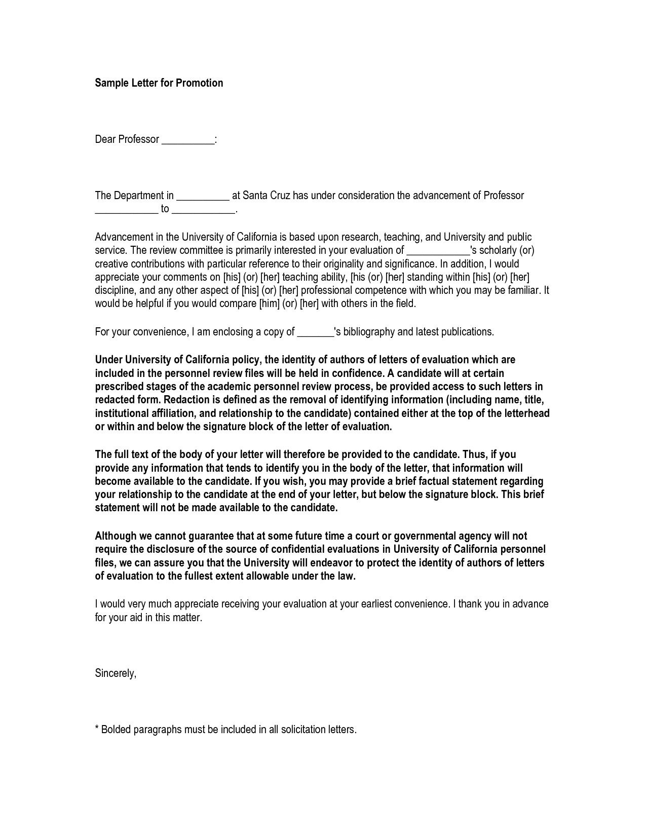 Sample Letter Of Intent For Job Promotion