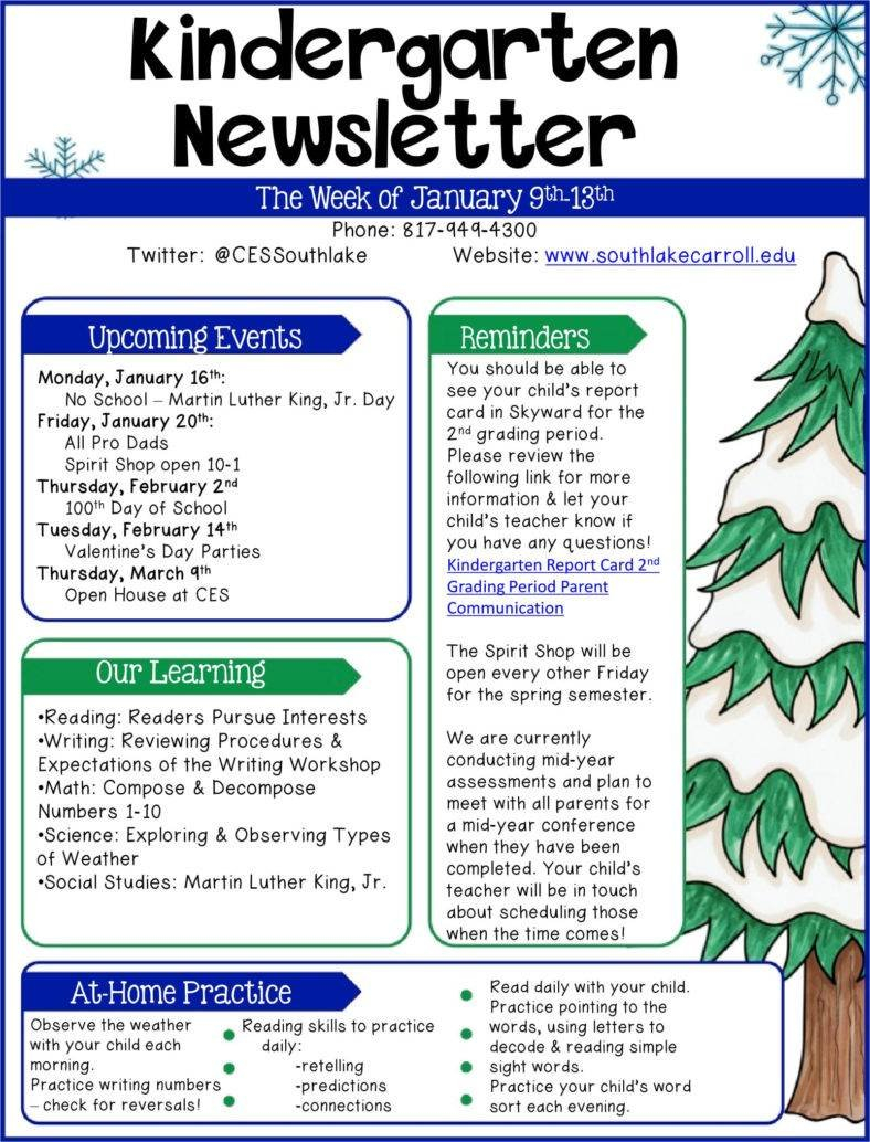 newsletter for parents theme feelings preschool