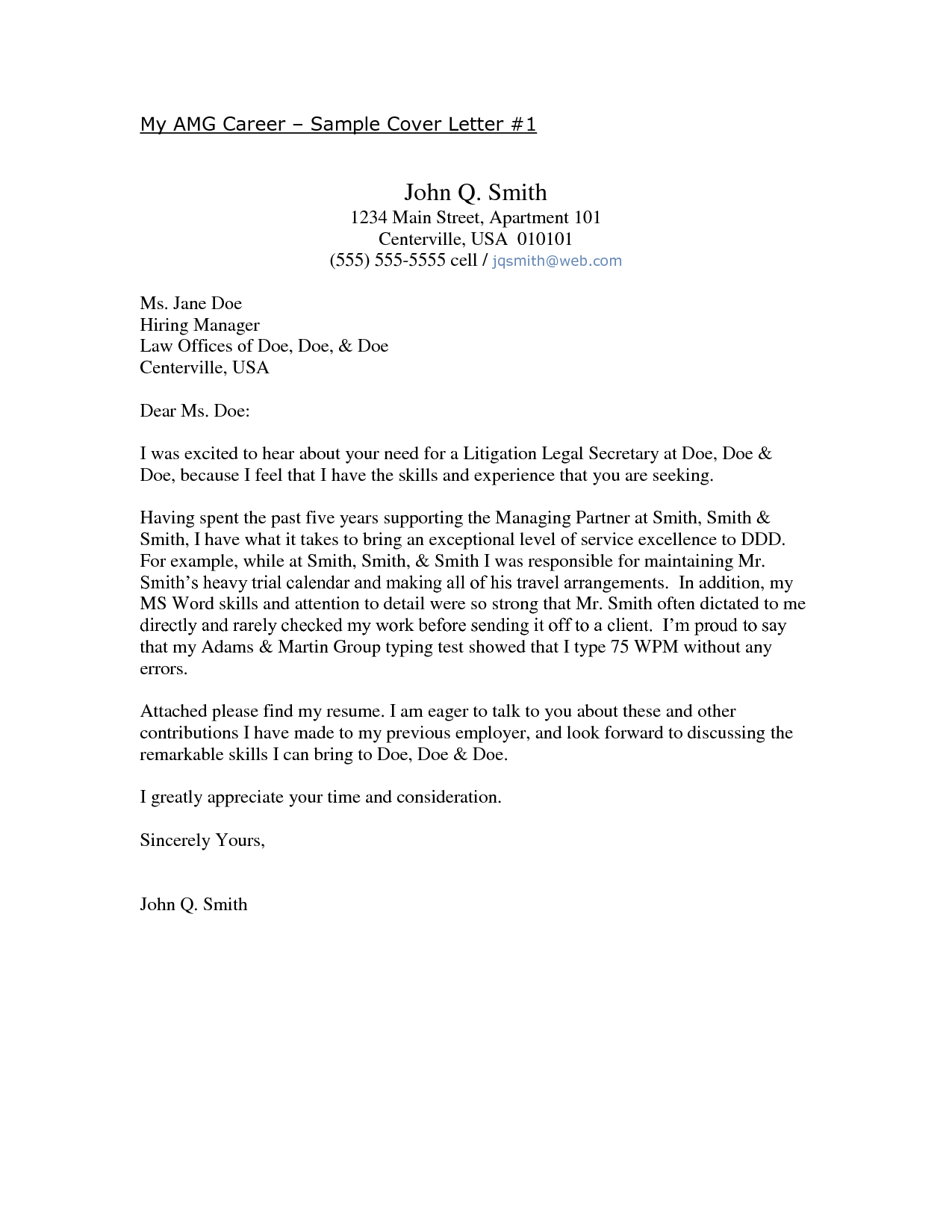 application letter as a secretary in a law firm